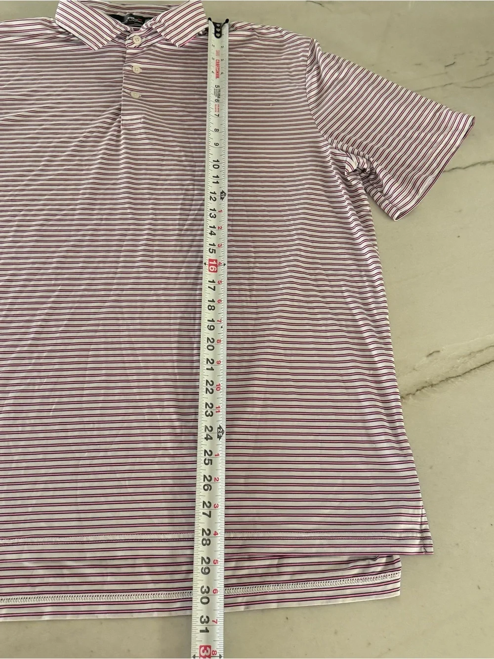 RLX Ralph Lauren Polo Shirt Mens XL Pink Striped Golf Performance Short Sleeve